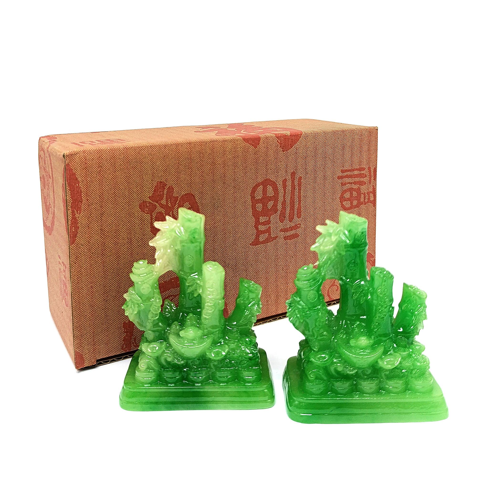 Ziyang fengshui 1pair Jade Lucky Bamboo Lucky Charm Ornaments Decor