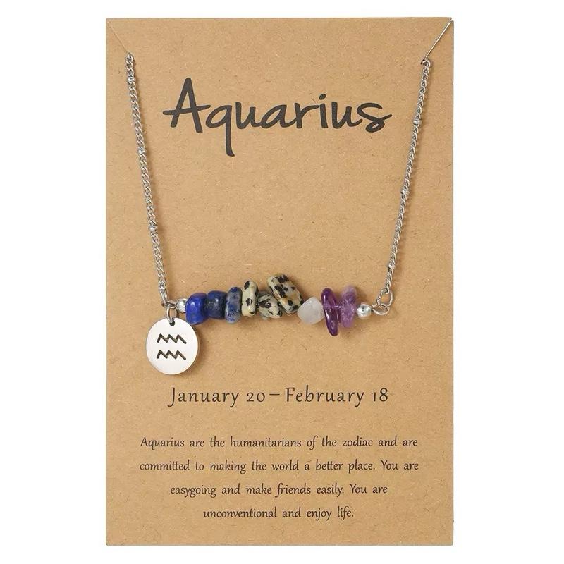 Ziyang 12 Constellation Natural Stone Beads Lucky Necklace for Men and Women - Fashion Jewelry Gift