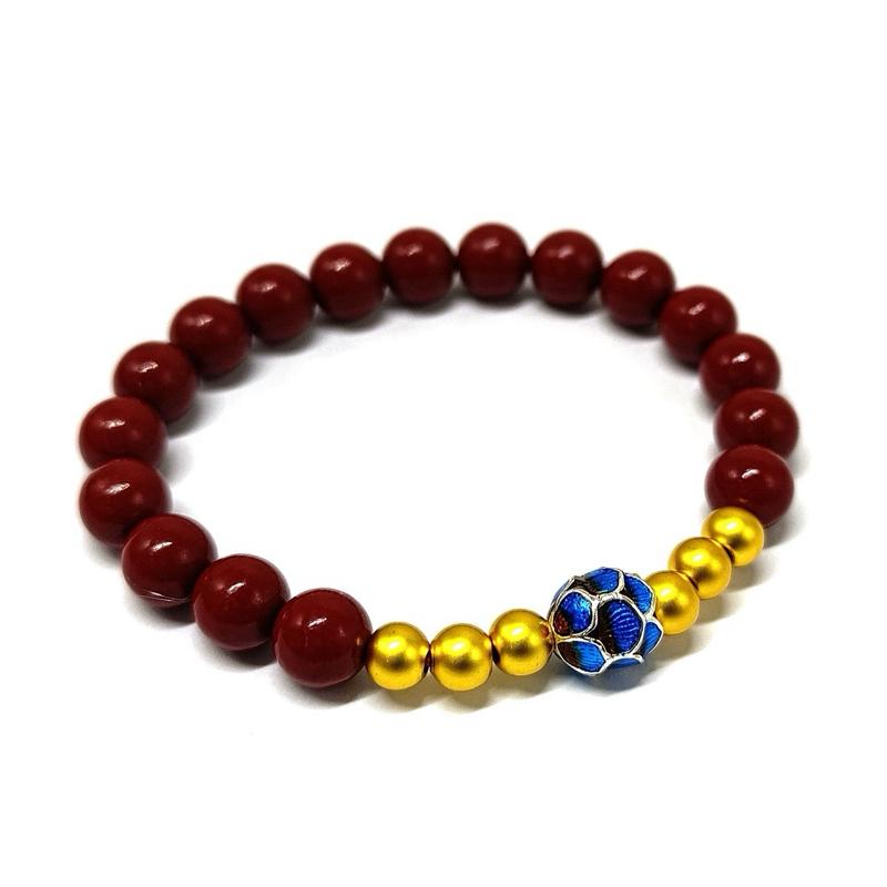 Ziyang 8mm Red Sandalwood With Lotus Bracelet For Women - Elegant Beaded Jewelry with Unique Design