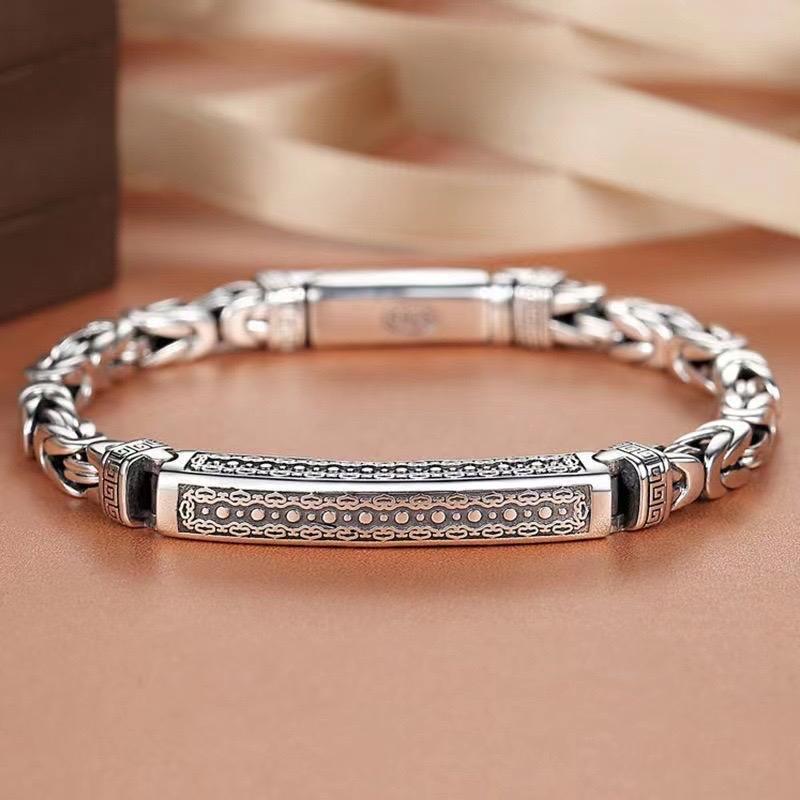 Ziyang Retro Thai Silver Peace Pattern Men's Bracelet Unique Trendy Gift Accessory with Intricate Design