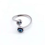 Ziyang Blessed Evil Eye Stainless Steel Ring for Women Men Lucky Knuckle Birthday Gift Jewelry with Blue Eye Design