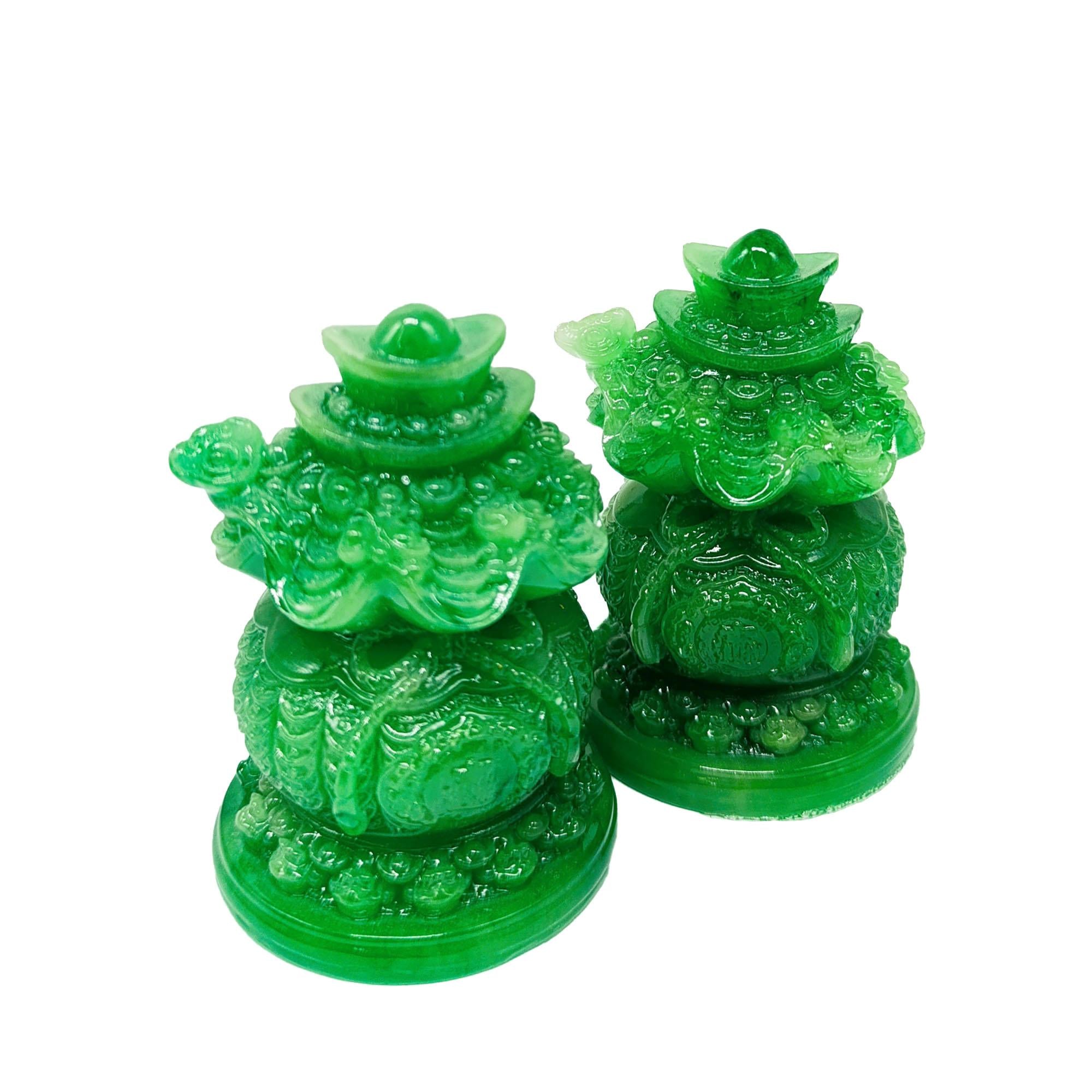 Ziyang Jade Lucky Tree & Jade Money Bag Feng Shui Display 6x9.5cm (1 pair) Ornaments Decor