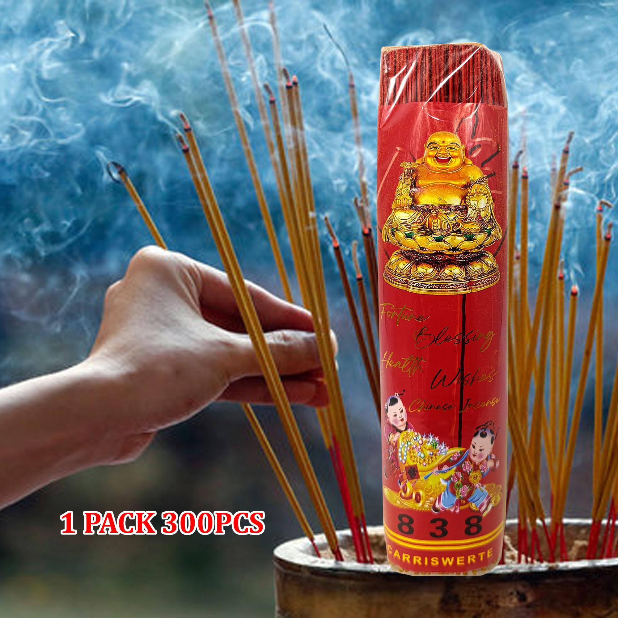 300Pcs 1Pack Blessed Yellow Chinese Incense Sticks for Blessings Wishes & Bad Spirit Mosquito Repellent Ornaments Décor Yellow 1 Pack 300PCS Decorative