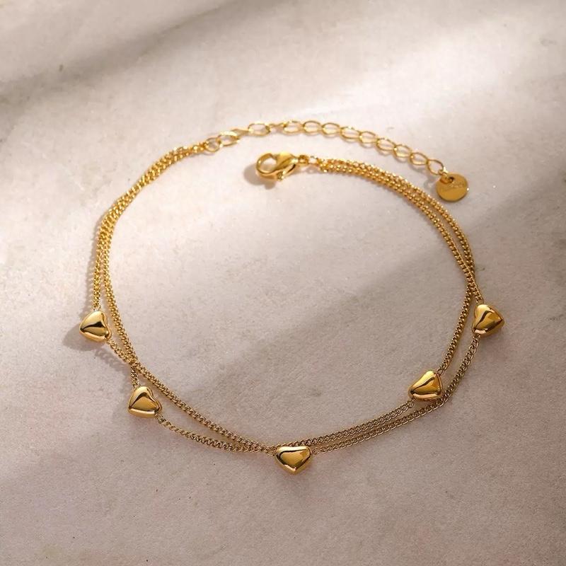 Ziyang Love Double Layer Titanium Steel Bracelet Adjustable Gold Heart Design Non-Tarnish Fashion Jewelry for Women With Box