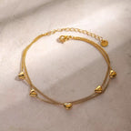 Ziyang Love Double Layer Titanium Steel Bracelet Adjustable Gold Heart Design Non-Tarnish Fashion Jewelry for Women With Box