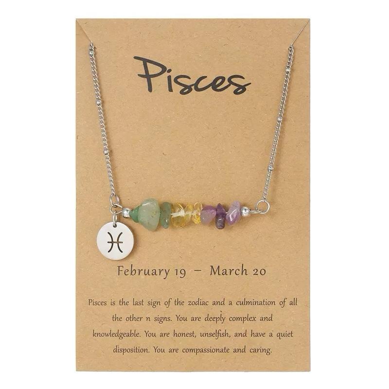 Ziyang 12 Constellation Natural Stone Beads Lucky Necklace for Men and Women - Fashion Jewelry Gift