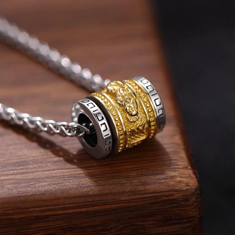 Ziyang Silver-Gilded PiXiu Fortune-Taking Bead Necklace Pendant Men's & Women's Style Choker Chain with Dragon Bone Chain