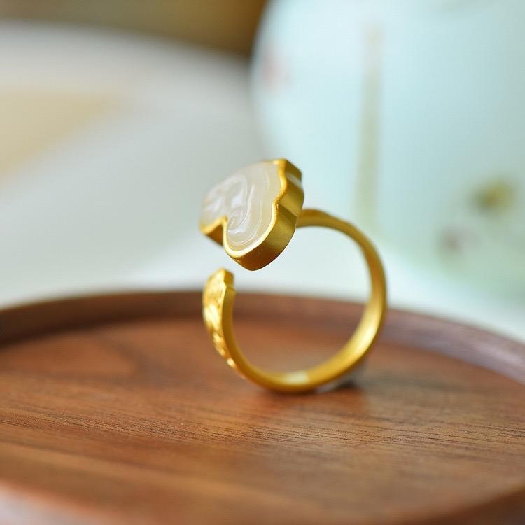 Ziyang Fengshui Lucky Charm Ruyi Ring Adjustable Size for Women Men Fashion Jewelry Accessories Elegant Design Unisex