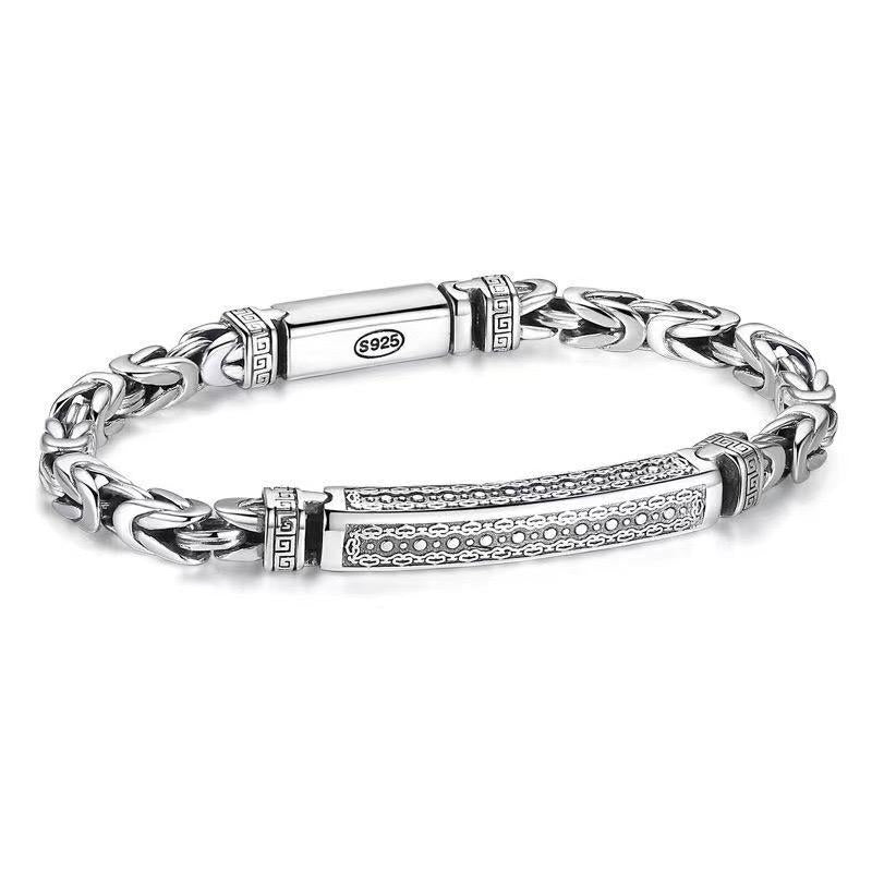 Ziyang Retro Thai Silver Peace Pattern Men's Bracelet Unique Trendy Gift Accessory with Intricate Design