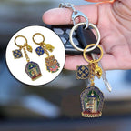 Ziyang Fengshui Stainless Steel Kalachakra Keychain for Protection Ornaments Decor with Ten Symbols Sun Moon Flame Design