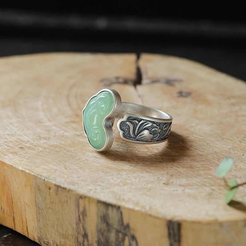 Ziyang Fengshui Lucky Charm Ruyi Ring Adjustable Size for Women Men Fashion Jewelry Accessories Elegant Design Unisex