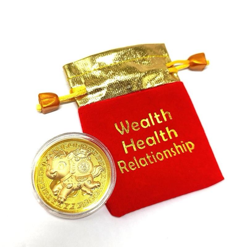 Ziyang Lucky Charm 2026 Year of the Horse Golden Money Foil Lucky Coin For Wealth Health New Year Gift Fengshui Ornaments Decor Decorative Plastic