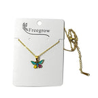 Ziyang Colorful Droplet Oil Butterfly Necklace Simple Stainless Steel Pendant Necklace Collar Chain for Women