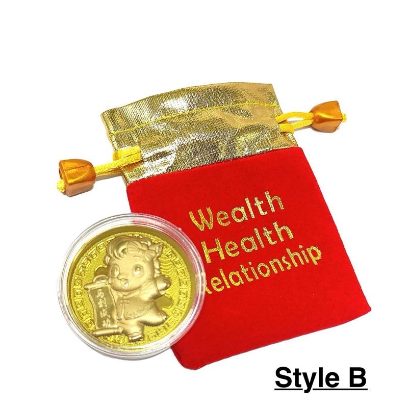 Ziyang Lucky Charm 2026 Year of the Horse Golden Money Foil Lucky Coin For Wealth Health New Year Gift Fengshui Ornaments Decor Decorative Plastic