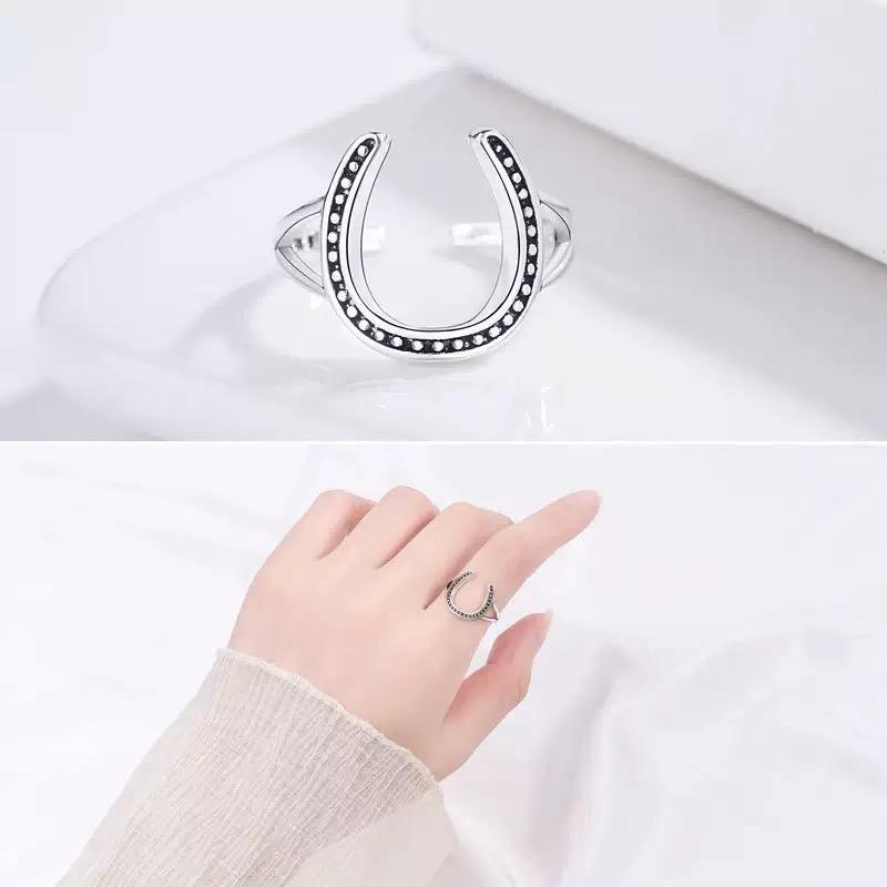 Ziyang Lucky Horseshoe Adjustable Ring Silver Stainless Steel For Women and Men Fashion Accessories jewelry
