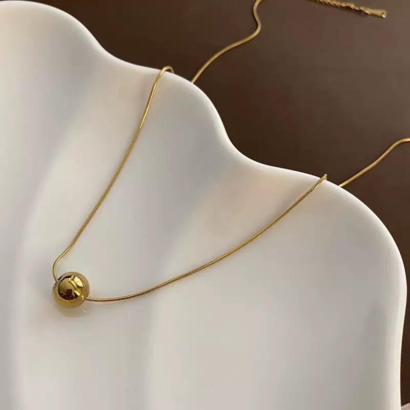 Ziyang Titanium Steel Necklace with Light Luxury and Simple Small Golden Ball Snake Chain With Box Perfect Gift