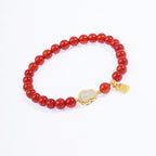 Ziyang 8mm Natural Red Agate Fu Lu Round Bead Single-Loop Bracelet with Fu Wulou Pendant for Ladies Bracelet