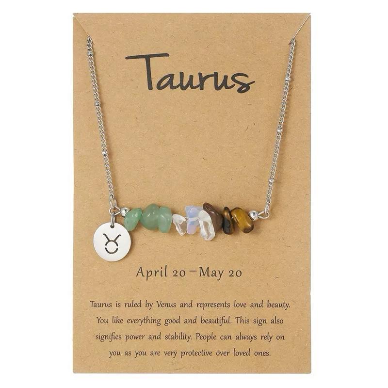 Ziyang 12 Constellation Natural Stone Beads Lucky Necklace for Men and Women - Fashion Jewelry Gift