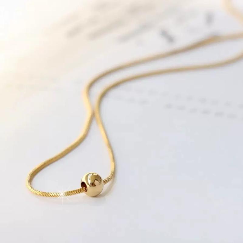 Ziyang Titanium Steel Necklace with Light Luxury and Simple Small Golden Ball Snake Chain With Box Perfect Gift