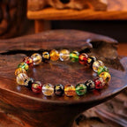 Ziyang 8mm Colorful Beads Sanskrit Six-Character Mantra Bracelet with Pishu Mythical Creature Single Loop for Women's Jewelry in Box