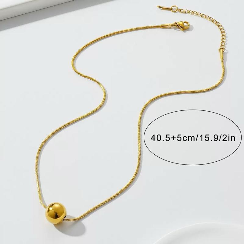 Ziyang Titanium Steel Necklace with Light Luxury and Simple Small Golden Ball Snake Chain With Box Perfect Gift