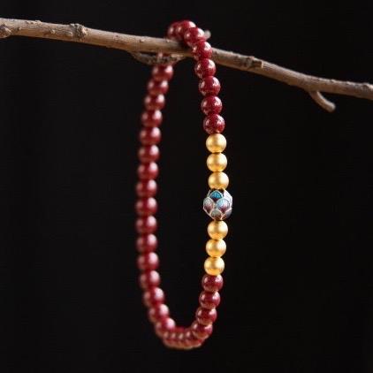 Ziyang 8mm Red Sandalwood With Lotus Bracelet For Women - Elegant Beaded Jewelry with Unique Design