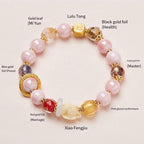 ZiyangIncense Ashes Pink Glaze Bracelet Nine-tailed Fox Love Bracelet Women's Lucky Gold Foil Bracelet