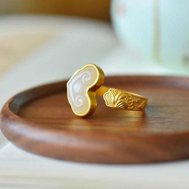 Ziyang Fengshui Lucky Charm Ruyi Ring Adjustable Size for Women Men Fashion Jewelry Accessories Elegant Design Unisex