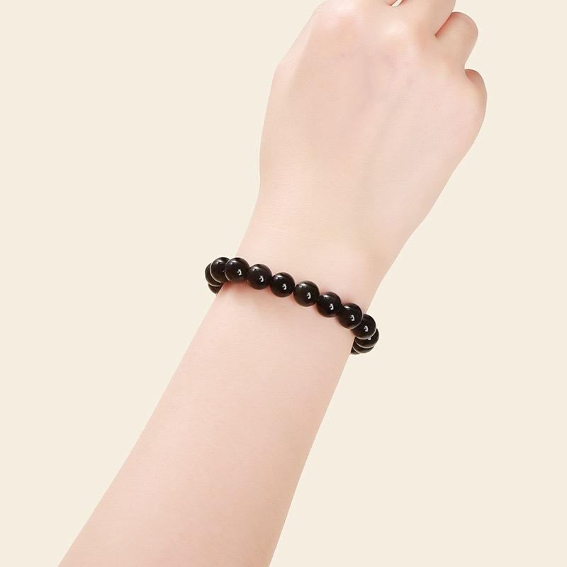 Ziyang 8MM Pure Black Obsidian Bracelet - Elegant and Simple Design for Everyday Wear