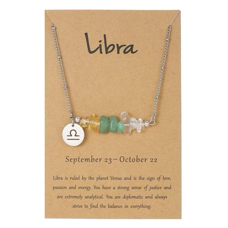 Ziyang 12 Constellation Natural Stone Beads Lucky Necklace for Men and Women - Fashion Jewelry Gift