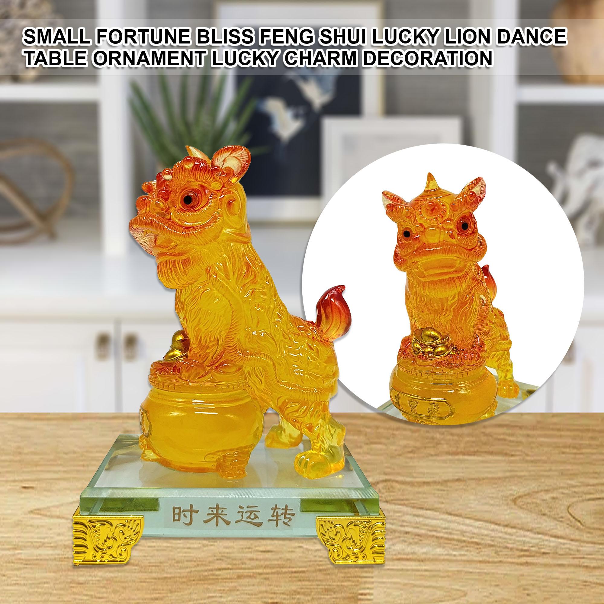 Ziyang Small Fortune Bliss Feng Shui Lucky Lion Dance Table Ornament Lucky Charm Decoration 9x6.5x12.5cm Colorful Traditional