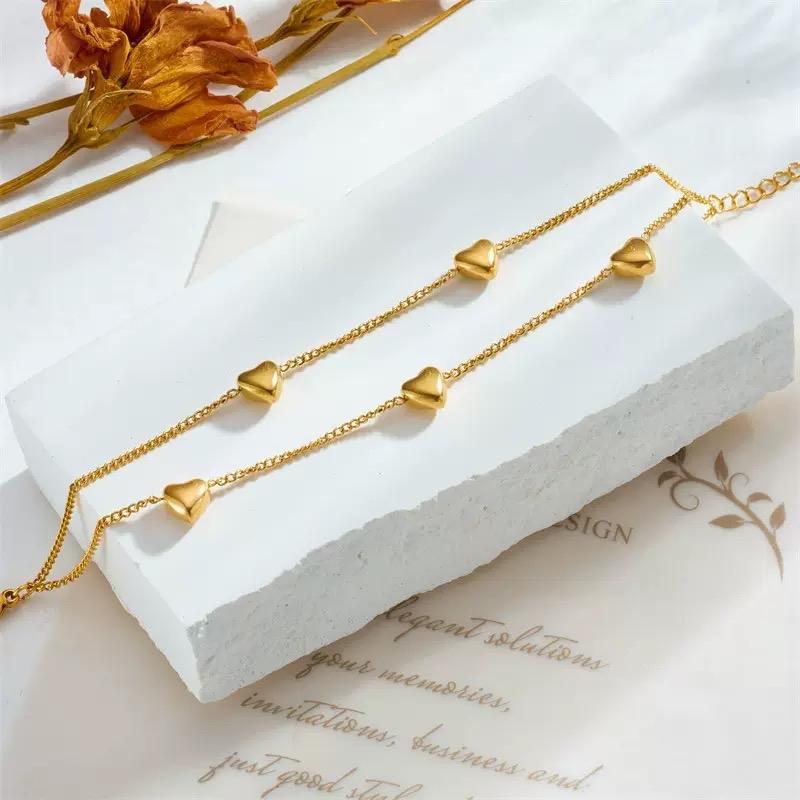 Ziyang Love Double Layer Titanium Steel Bracelet Adjustable Gold Heart Design Non-Tarnish Fashion Jewelry for Women With Box
