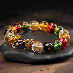 Ziyang 8mm Colorful Beads Sanskrit Six-Character Mantra Bracelet with Pishu Mythical Creature Single Loop for Women's Jewelry in Box
