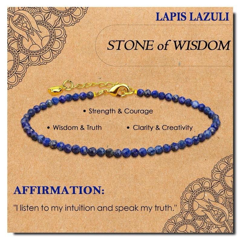 Ziyang Natural crystal energy stone bracelet 3mm lapis lazuli beads adjustable bracelet for women lapis lazuli faceted bracelet For gift Lucky charm