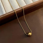 Ziyang Titanium Steel Necklace with Light Luxury and Simple Small Golden Ball Snake Chain With Box Perfect Gift