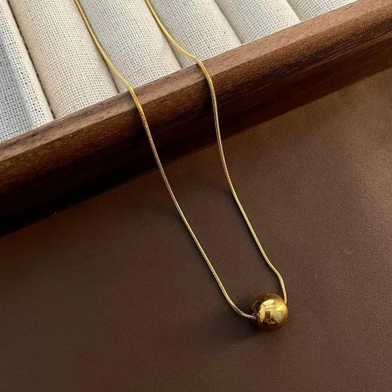 Ziyang Titanium Steel Necklace with Light Luxury and Simple Small Golden Ball Snake Chain With Box Perfect Gift