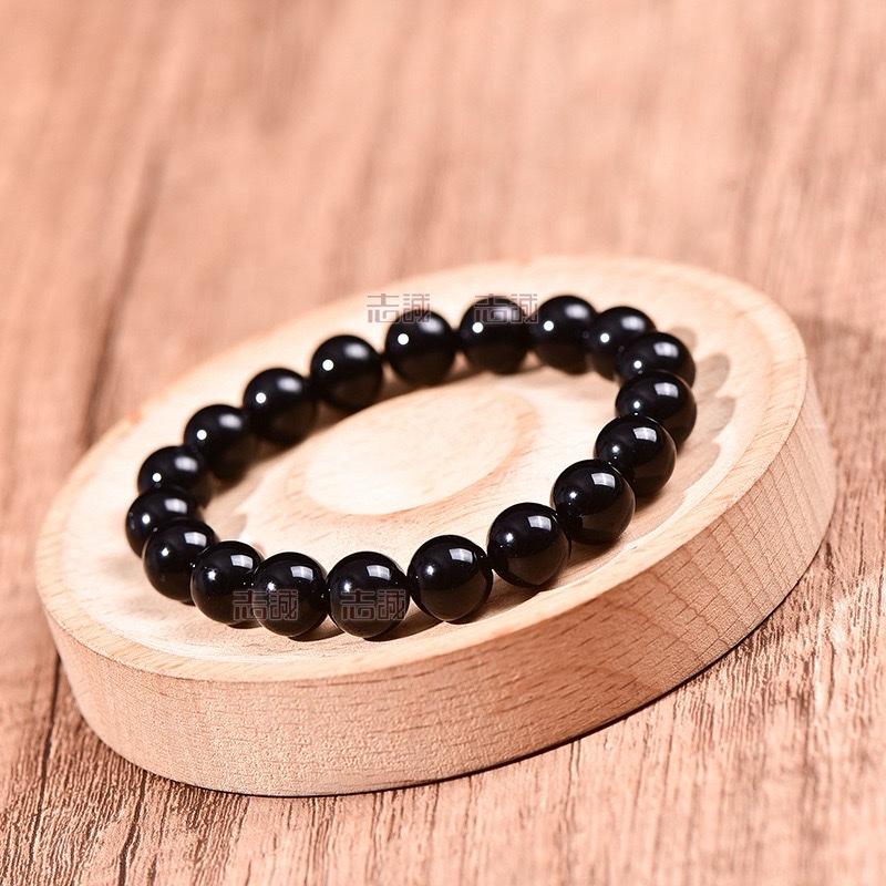 Ziyang 8MM Pure Black Obsidian Bracelet - Elegant and Simple Design for Everyday Wear