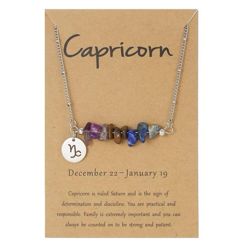 Ziyang 12 Constellation Natural Stone Beads Lucky Necklace for Men and Women - Fashion Jewelry Gift