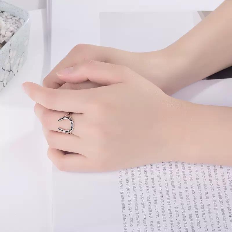 Ziyang Lucky Horseshoe Adjustable Ring Silver Stainless Steel For Women and Men Fashion Accessories jewelry