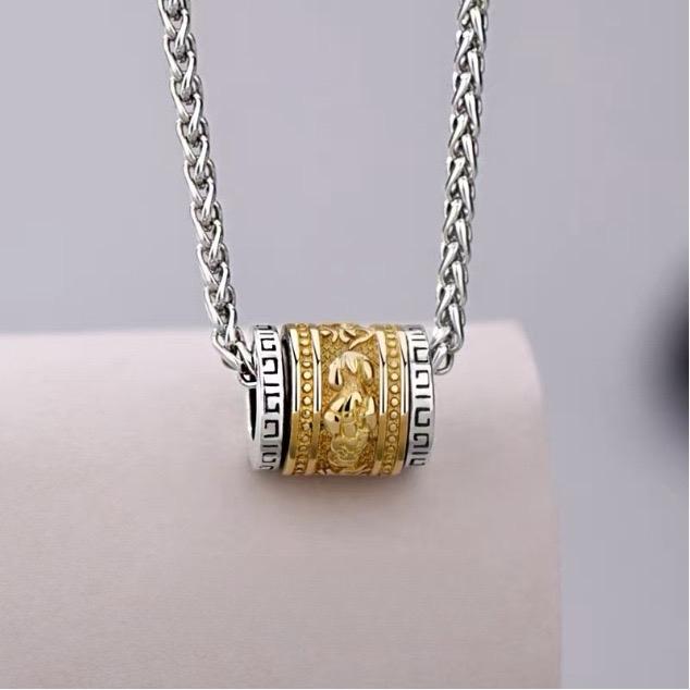 Ziyang Silver-Gilded PiXiu Fortune-Taking Bead Necklace Pendant Men's & Women's Style Choker Chain with Dragon Bone Chain