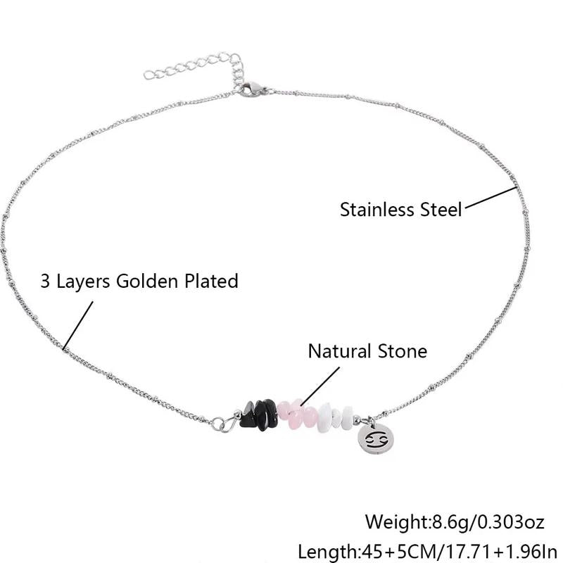 Ziyang 12 Constellation Natural Stone Beads Lucky Necklace for Men and Women - Fashion Jewelry Gift