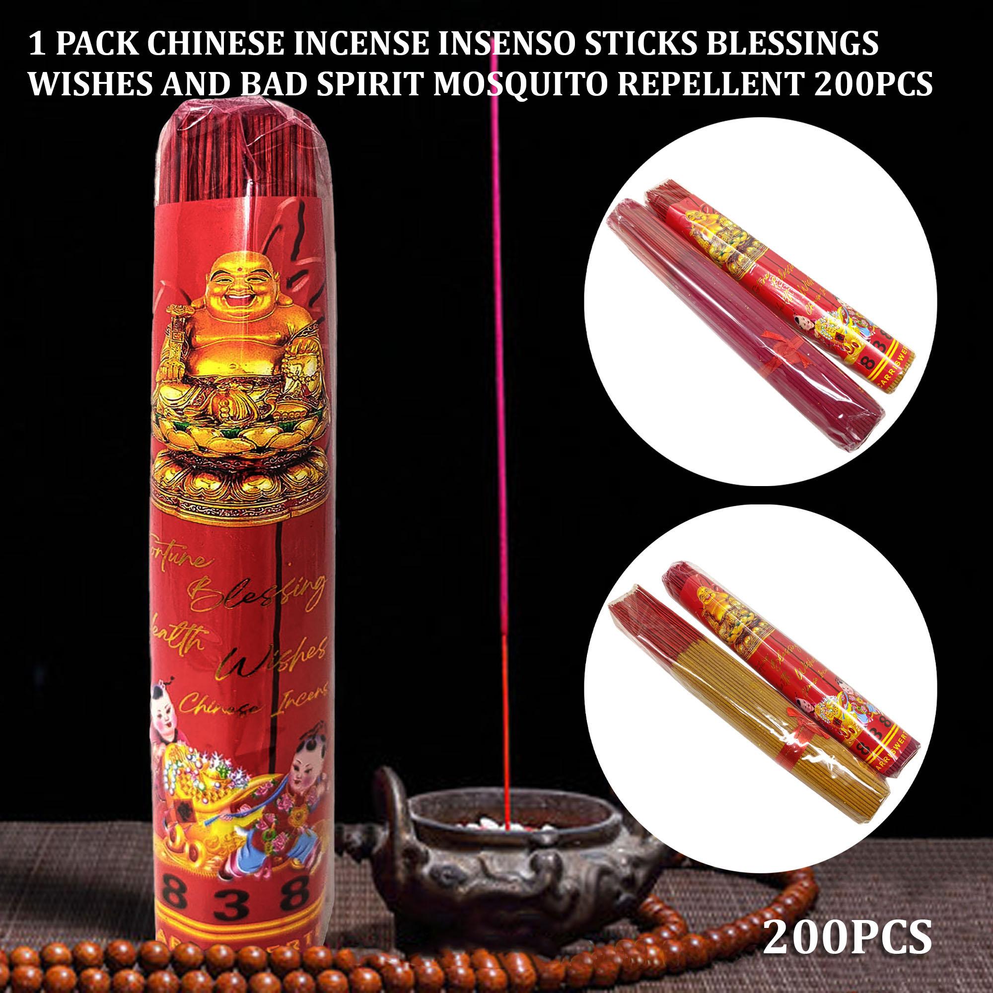 Blessed Chinese Incense 200Pcs 1Pack Fengshui Blessings Wishes Red & Yellow Sticks for Business Ornaments Decor Mosquito Repellent Decor