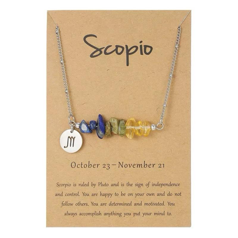 Ziyang 12 Constellation Natural Stone Beads Lucky Necklace for Men and Women - Fashion Jewelry Gift