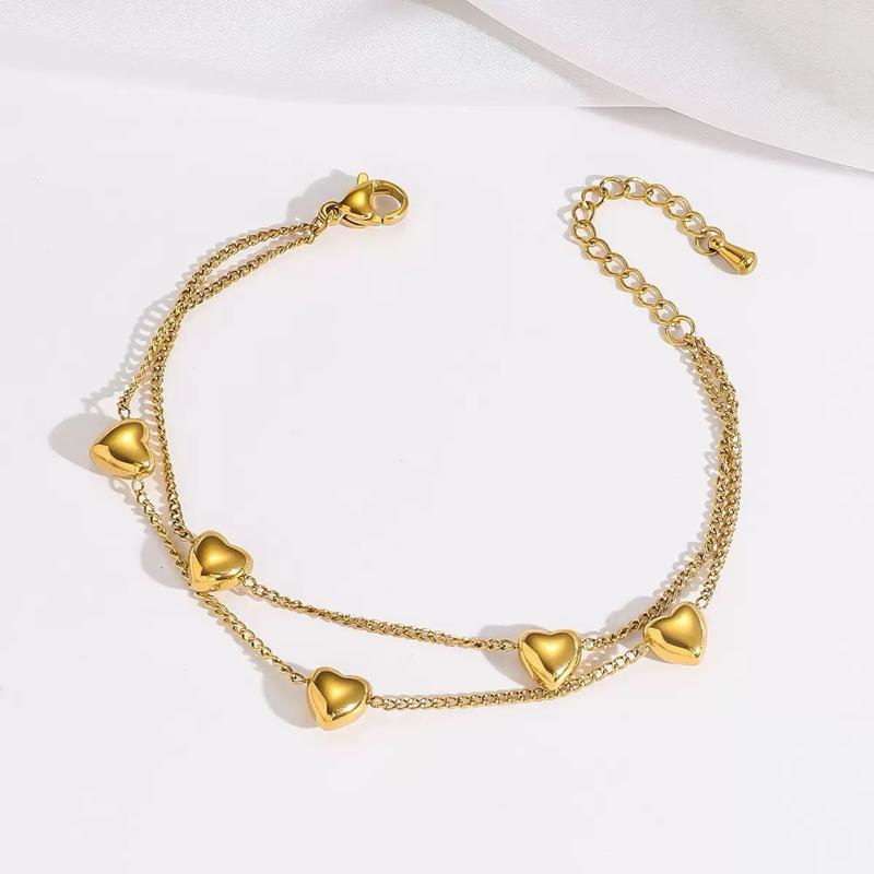 Ziyang Love Double Layer Titanium Steel Bracelet Adjustable Gold Heart Design Non-Tarnish Fashion Jewelry for Women With Box
