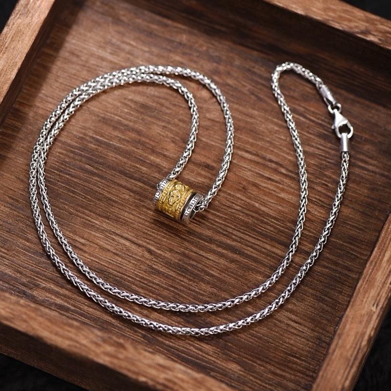Ziyang Silver-Gilded PiXiu Fortune-Taking Bead Necklace Pendant Men's & Women's Style Choker Chain with Dragon Bone Chain