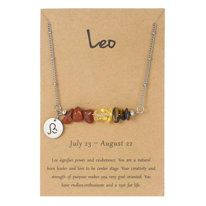 Ziyang 12 Constellation Natural Stone Beads Lucky Necklace for Men and Women - Fashion Jewelry Gift