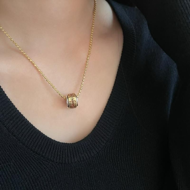 Ziyang Silver-Gilded PiXiu Fortune-Taking Bead Necklace Pendant Men's & Women's Style Choker Chain with Dragon Bone Chain