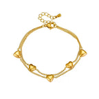 Ziyang Love Double Layer Titanium Steel Bracelet Adjustable Gold Heart Design Non-Tarnish Fashion Jewelry for Women With Box