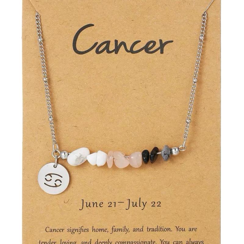 Ziyang 12 Constellation Natural Stone Beads Lucky Necklace for Men and Women - Fashion Jewelry Gift