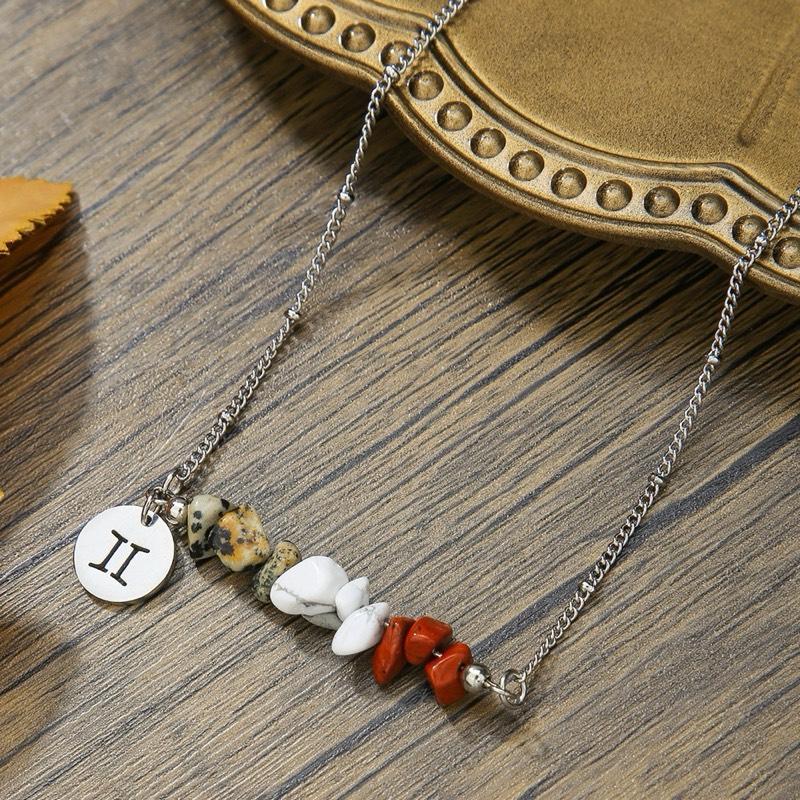 Ziyang 12 Constellation Natural Stone Beads Lucky Necklace for Men and Women - Fashion Jewelry Gift